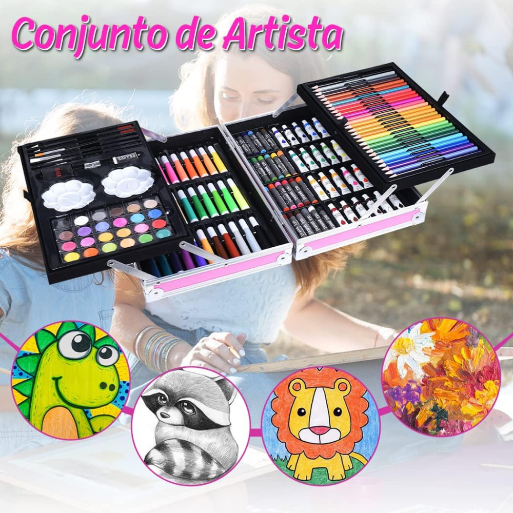 Set De Arte Infantil Maletin Metalico 145pcs