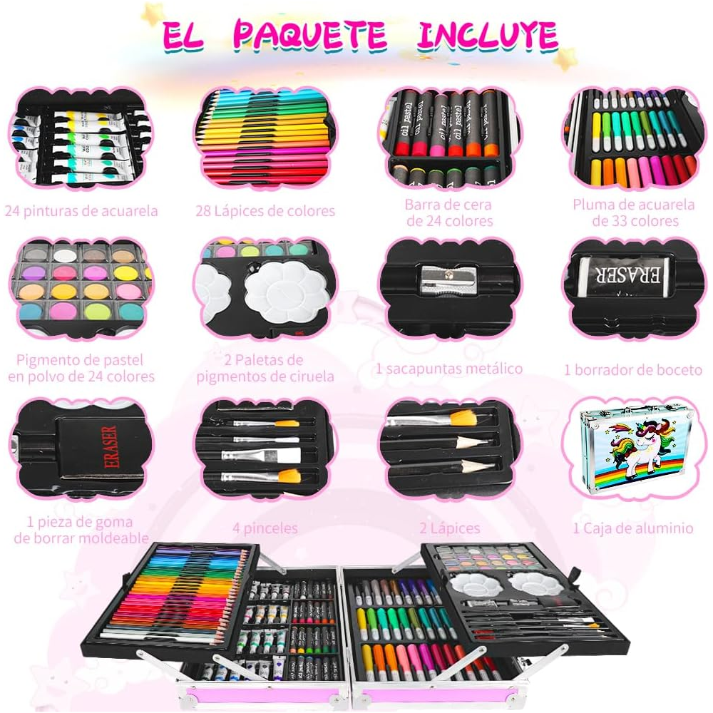 Set De Arte Infantil Maletin Metalico 145pcs